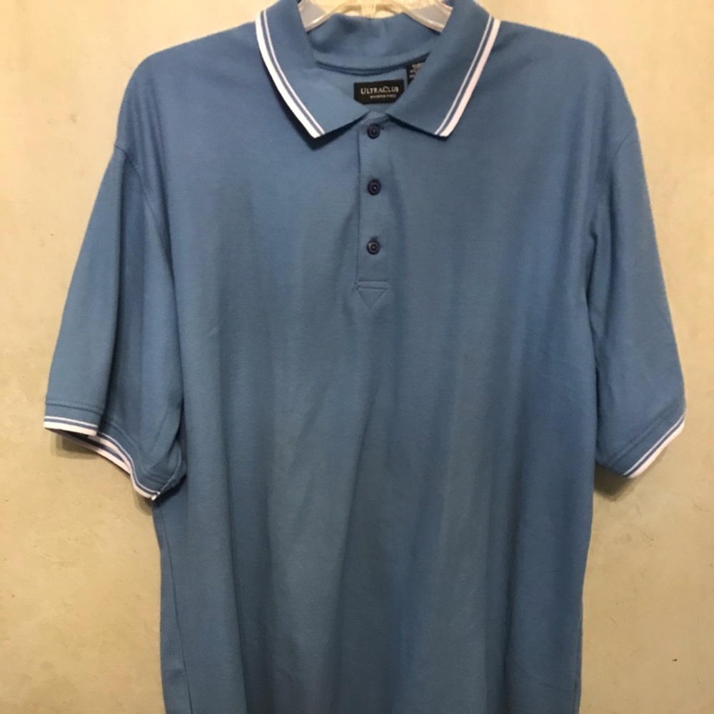 Men's Ultra Club Whisper Pique Blue Polo Shirt